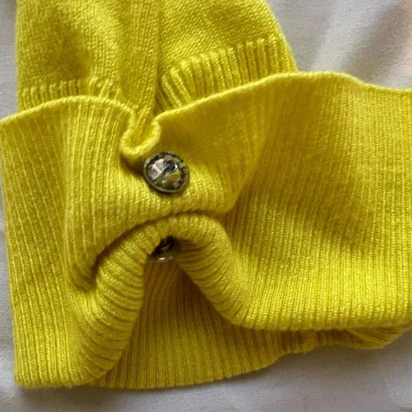 Grace Women’s Yellow Cardigan with Rhinestone buttons - Picture 5 of 6